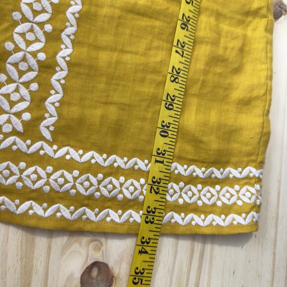 Boden Laura Linen Embroidered Dress Size 4P Petite in Tuscan Sun Yellow - Picture 13 of 14
